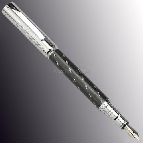 Fuliwen Carbon Fiber Great Fountain Pen Medium Nib 0.7mm , Black Color Point Quality Writing Pens Fit Office Business