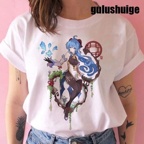 Genshin Impact Tshirt Women Kawaii Cartoon Tops T-shirt Anime Streetwear Fashion Harajuku Unisex Graphic Tees Female T Shirt
