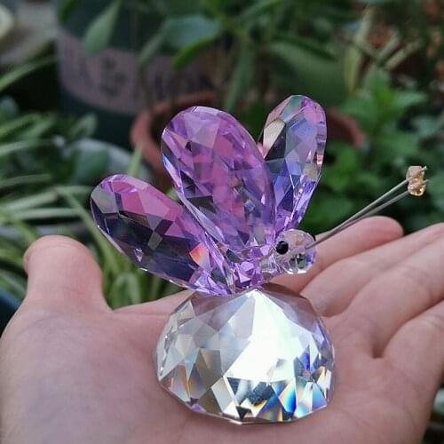 Crystal Butterfly Ornaments Animal Crafts Glass Paperweight Natural Stones Figurines Home Decoration Wedding Souvenir Gifts