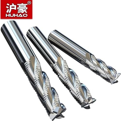 HuHao 4 Flutes Full-Grinding Wave Edge Endmills Aluminum-High Speed Steel Open-Coarse Milling Cutter For Roughing Steel CNC Tool
