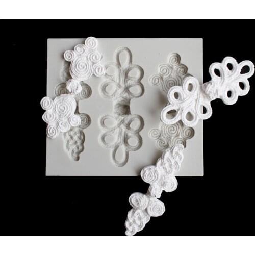 Chinese knot silicone mold DIY fondant cake mold chocolate fudge dry Pez mold jewelry mold