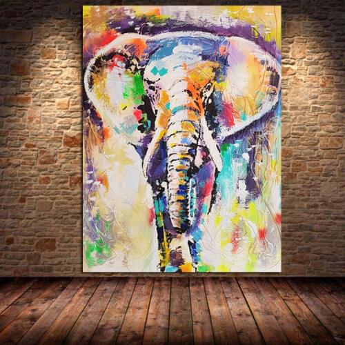 Colorful Elephant Painted Canvas Painting Posters and Prints Abstract Animals Wall Art Pictures for Living Room Decor Unframed