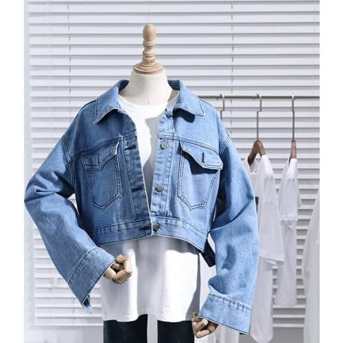 Korean Loose Vintage Black Denim Jacket Female Long sleeves Short Chaqueta Mujer Casual Jeans Jacket Women Student Basic Coats
