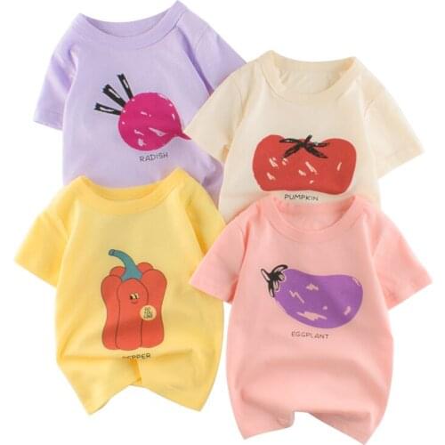 Summer Girl T Shirts Children Clothes Cotton T Shirt Short-sleeve Top Fruit Print Kids T-shirt for Girls Princess T Shirt 2-7Y