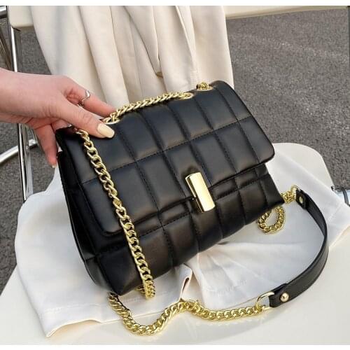 Small Lattice PU Leather Crossbody Bags For Women 2021 Spring Luxury Trendy Chain Travel Shoulder Handbags And Purses