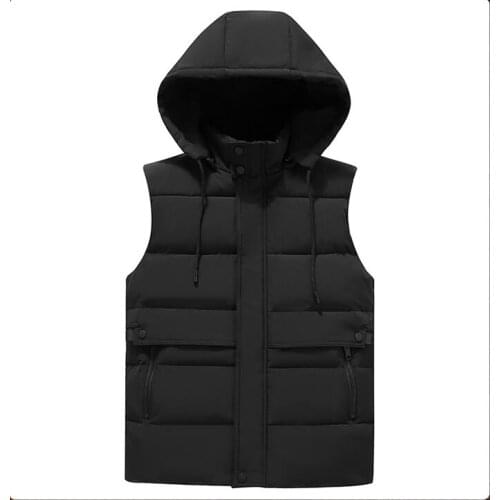2020 New Men Vest Mens Winter Sleeveless Jacket Cotton Vest Mens Warm Thick Hooded Coats