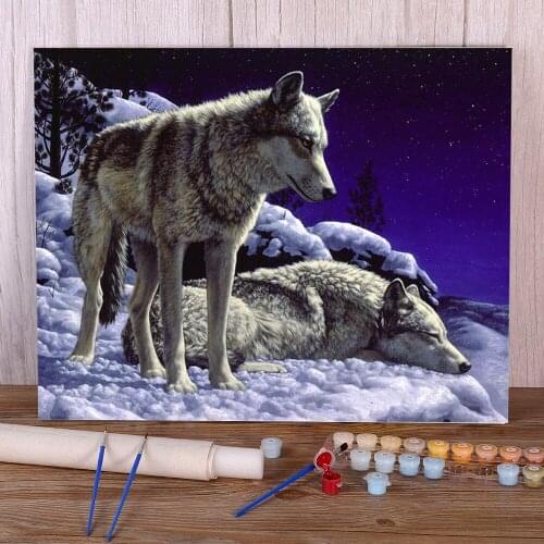 Wolf Animal Painting By Numbers Package Oil Paints 40*50 Paiting By Numbers New Design Crafts For Adults Wall Art Wholesale