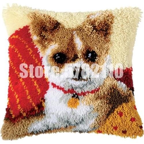 Love DOGS Cushion Latch Hook Kit Pillow Mat DIY Craft Flower 40CM 40CM Cross Stitch Needlework Crocheting Cushion Embroidery