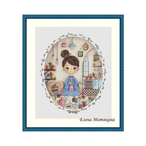 22-girl series-dessert girl Counted Cross Stitch 11CT 14CT 18CT DIY Cross Stitch Kits Embroidery Needlework Sets