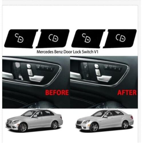 Car Door Lock Switch Button Repair Stickers Decals For Mercedes-Benz W204 C300 2007-2014 Fix Ugly Button