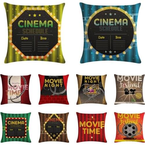 Movie Night Popcorn Pillow Cover Cotton Linen Sofa Car Decorative Throw Pillow Case 45*45 Homer Decor Cushion Cover ZY1068