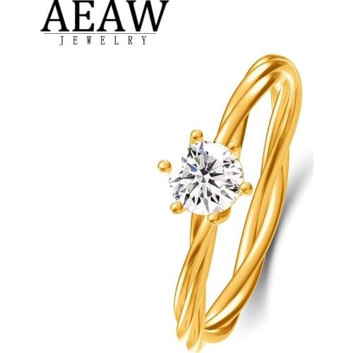 10k Yellow Gold 0.5ct Moissanite Engagement Ring for Women Round Excellent Cut Wedding Band Bride Anniversary
