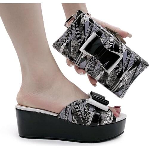 OLOMM beautiful style Italian Shoes With Matching Bags African Women Shoes and Bags Set For Prom Party Summer Sandal!!GF1-24