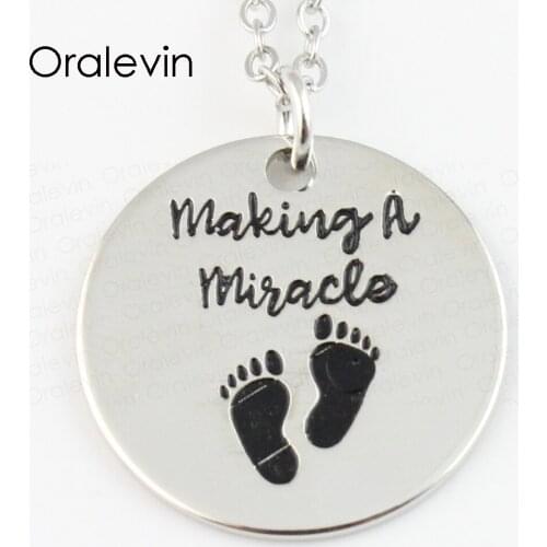 Wholesale MAKING A MIRACLE Engraved Pendant Charms Necklace Lover Gift Jewelry 10Pcs/Lot,#LN133