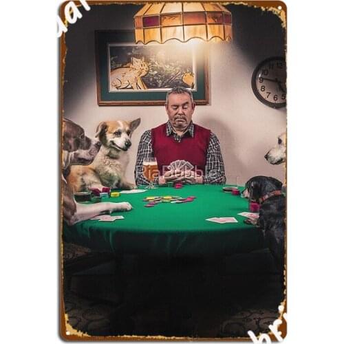 Dogs Playing Poker Poster Metal Plaque Plates Club Bar Cave Printing Tin Sign Poster