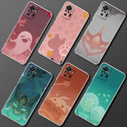 Clear Silicone Case For Xiaomi Redmi Note 9 10 8 Pro 9S 10S 9A 9C 7 8T 8A K40 7A Soft Shockproof Phone Cover Genshin Impact Icon
