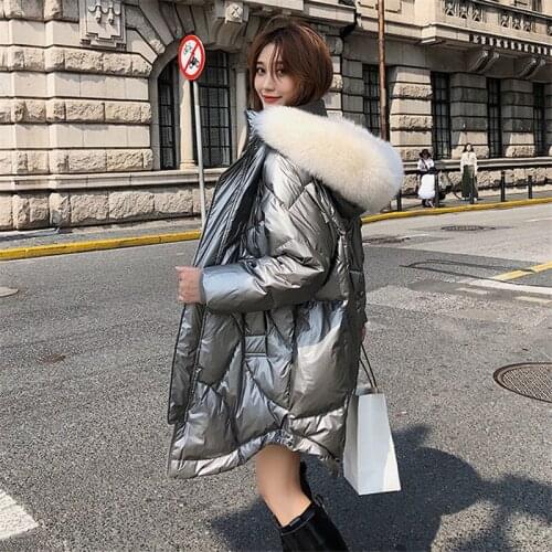 Down Coat Winter White Duck Down Jacket Women Long Thick Fox Fur Collar Coat Parka Female Donsjas Dames Doudoune Femme Hiver