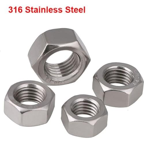Hex Hexagon Nuts DIN934 M2 M2.5 M3 M4 M5 M6 M8 M10 M12 M14 M16 M18 M20 M22 M24 316 Stainless Steel Hex Nuts