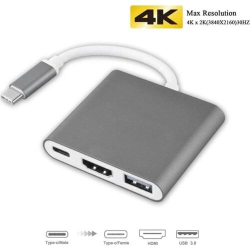 USB C HUB to HDMI-compatible Adapter For Macbook Pro/Air Thunderbolt 3 USB Type C Hub to HDMI-compatible 4K USB 3.0 Port USB-C
