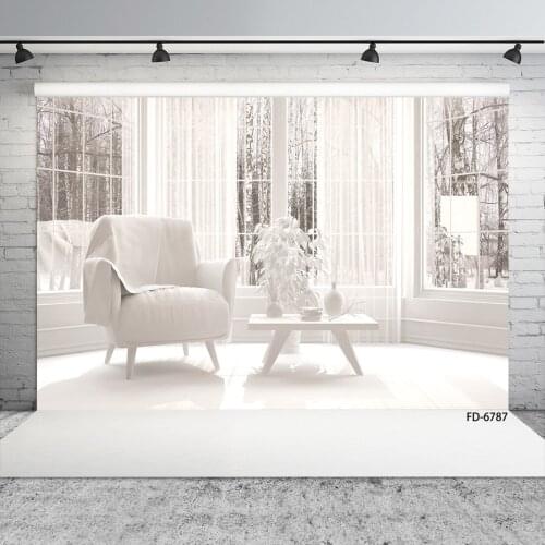 Photo Backdrops White Room Windows Curtains Vinyl Cloth Backgrounds for Baby Portrait Wedding Photobooth Photography Props