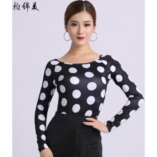 Latin dance shirt womens long-sleeved autumn and winter new clothing competition performance national standard modern dance bod