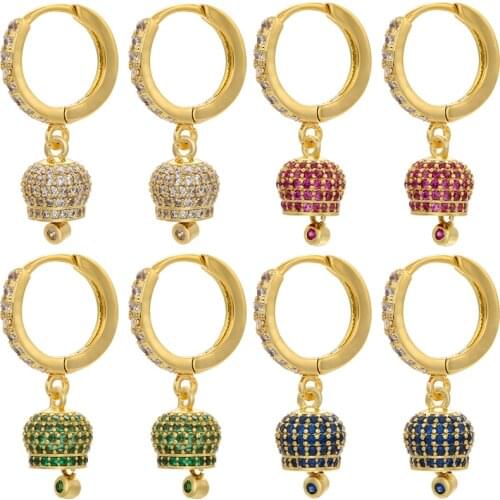 ZUHKOU NEW Bell small hoop Earrings women CZ crystal Creative drop Earrings Fashion swing bell earrings jewelry wholesale VE387