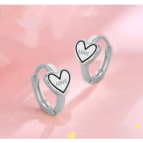 S925 Silver Love-shaped Earrings Female Korean Temperament Earrings Simple Studs with Earrings Jewelry Wholesale