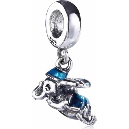 Ajax 925 Sterling Silver Cute Retro Little Elephant Pendant Charm Fit Bracelet Necklace For Women Jewelry Gifts