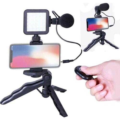 ZW49 LED Video Light Mic Selfie Stick Tripod Stand for Camera Kit Bluetooth for Phone Camera Vlogging for Tick Tock Studio Light
