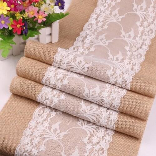 1Pcs 30*275cm Wedding Natural Jute Burlap Fabric Ribbon Lace DIY Vintage Jute Cloth Tablecloth Crafts Party Christmas Decoration
