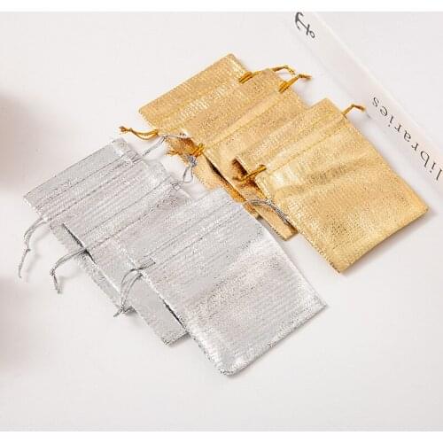100pcs/Lot Gold/Silver Jewelry Storage Bag Gift Packaging Wedding Pocket Multi Size Ring Earrings Bracelet Organizer Festival Ac