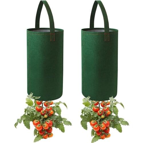 2Pcs Garden Plant Grow Bag Vegetable Hanging Flower Pot Planter For Tomato Chili Strawberry Culture Growing Home Garden Supplies