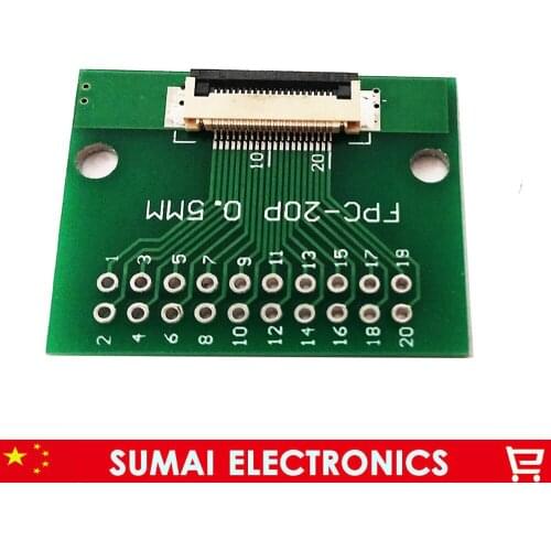 20 pin 0.5mm FPC/FFC PCB connector socket adapter board,20P flat cable one-sided socket