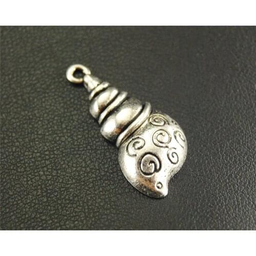 30pcs Silver Color conch marine organism Charm Pendant DIY Necklace Bracelet Bangle Findings 30x15mm A1599