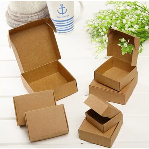 500pcs/lot Brown Kraft Paper Aircraft Gift Boxes 12 Size Candy Box For Handmade Soap Wedding Party Gift Packaging Boxes