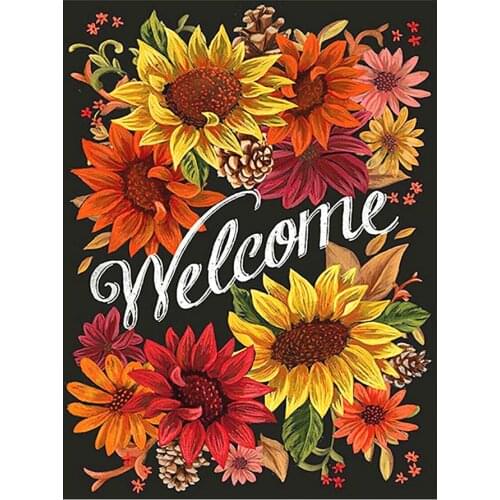 Diamond Painting Full Drill Sunflower Blackboard Square Round Mosaic Embroidery Text Floral Home Decor