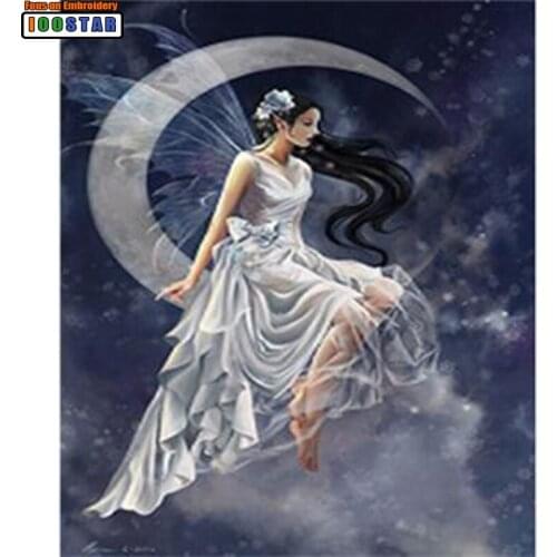 Diamond embroidery portrait moon beauty 5d diy diamond painting girl angel round/Round diamond mosaic crystal cross stitch kits
