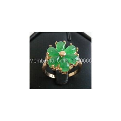 FREE SHIPPING >>>2 colors! ladys beautiful flower STONE green bead ring #7,8,9