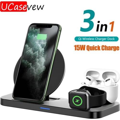 10W Qi Wireless Charger For iPhone Samsung Huawei Quick Charge 3.0 Wireless Charging For iWatch 5 4 3 2 Airpods Pro 2 Stand Dock
