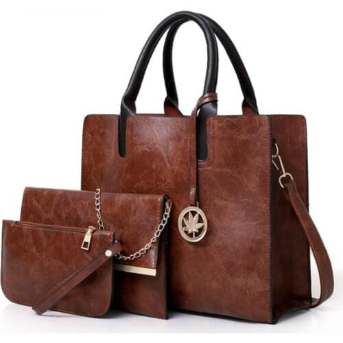 Large capacity 3Pcs/Set Women Shoulder Messenger Bags PU Leather Composite Top-Handle Bags for Female Ladies Crossbody Handbags