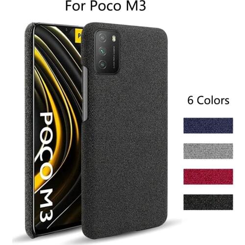 M3 Cover For Poco M3 Canvas Case Fabric Case Leather Thin Skin Pattem Stand Protective Cover For Xiaomi Poco M3 PocoM3 M 3