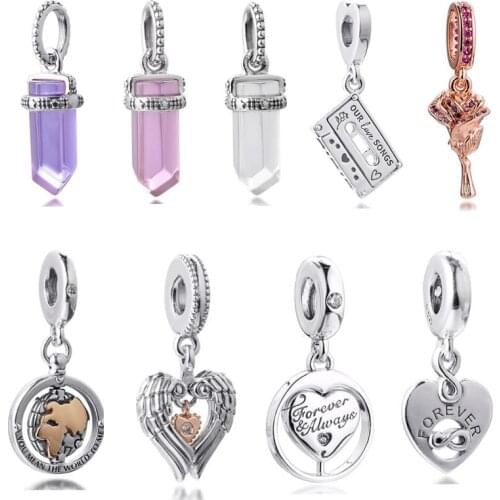CKK Fit Pandora Bracelets Spinning World Purple Amulet Charms Silver 925 Original Beads for Jewelry Making Sterling DIY Women