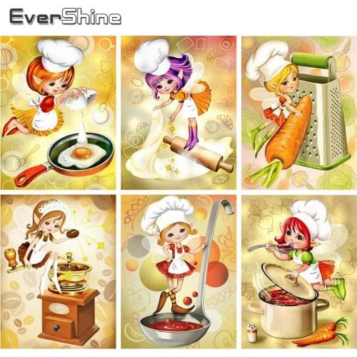 Evershine Full Square/Round Drill 5D DIY Diamond Painting Cartoon Diamond Embroidery Chef Girl Cross Stitch Mosaic Home Decor