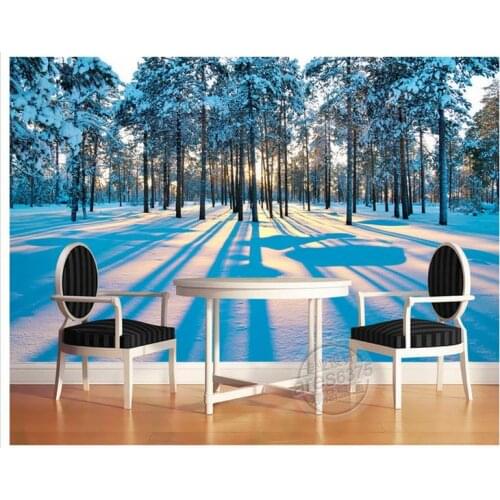 Custom photo wallpaper 3d wall murals wallpaper modern fashion snow forest shadow dawn sunrise mural 3d living room decoration