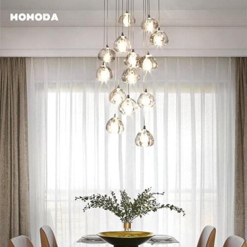 Nordic Ball Crystal LED Chandeliers Modern Stainless Steel Apple Pendant Hanging Lamps Bedroom Living Room Staircase Lights Deco