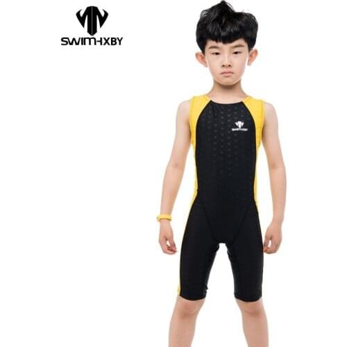 HXBY Professional Swimsuit Boy One Piece Children Boys Sport Swimwear Training Swimsuit Boys Kids Men Swimwear Competition