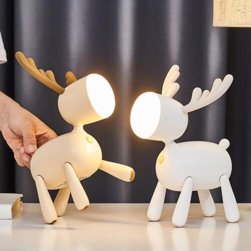 Creative Elk LED Table Lamp Cartoon USB Night Light Dimmable Timing Reading Desk Lamp Childrens Christmas Gift Bedside Bedroom