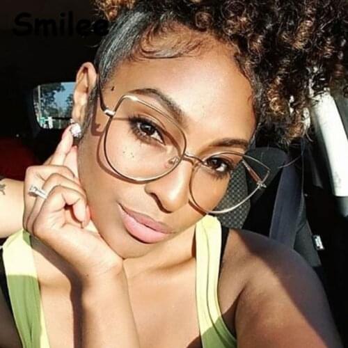 Fashion 2020 New Metal Cat Eye Female Retro Large Frame Glasses Luxury Designer Oversized Transparent Optical Glasses