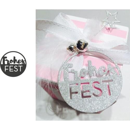 New Design Froher Fest Words Circle Frame Metal Cutting Dies Scrapbooking Album Paper DIY Cards Crafts Embossing Die Cuts 2019