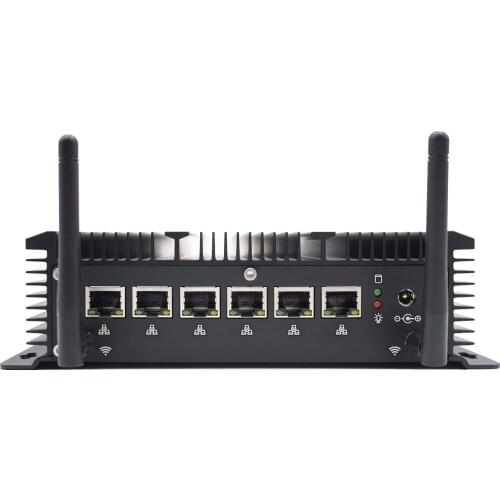 Mini fanless Router PC computer 6LAN firewall desktops intel Celeron Core processors i3 i5 dual core host with HDMI port wifi BT